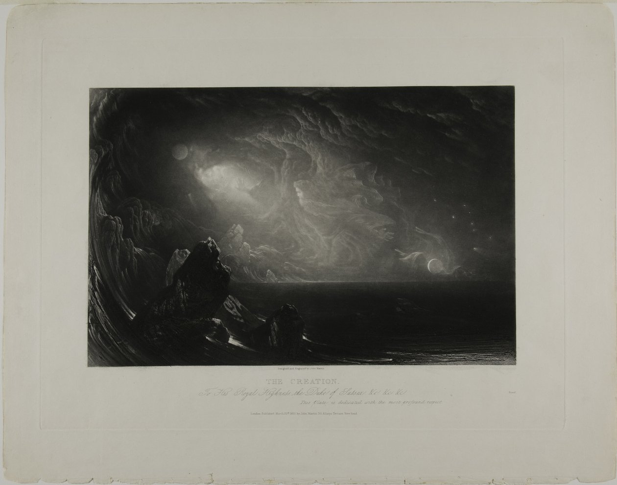Skapelsen, från illustrationer av Bibeln av John Martin