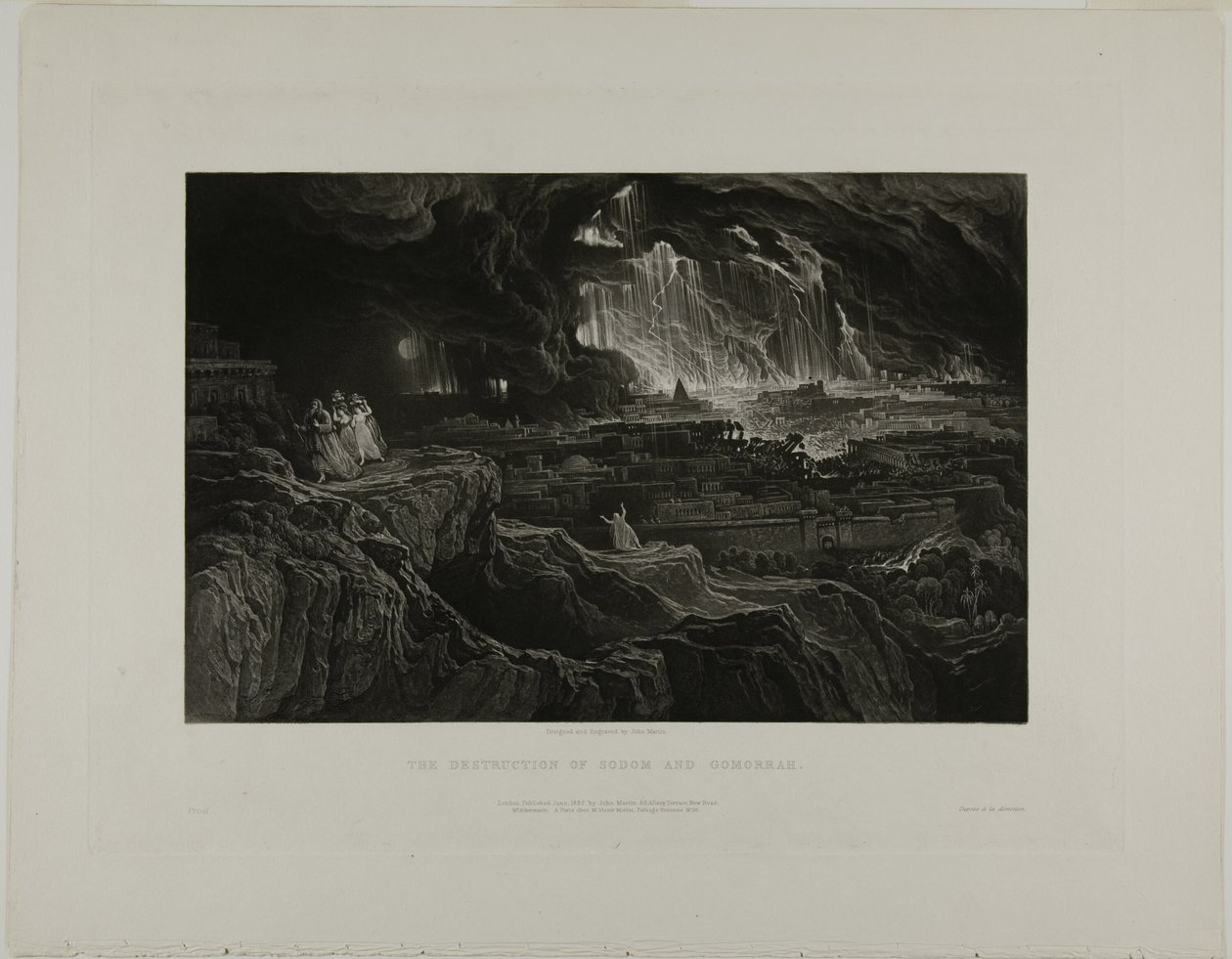 Förstörelsen av Sodom och Gomorra, från illustrationer av Bibeln av John Martin