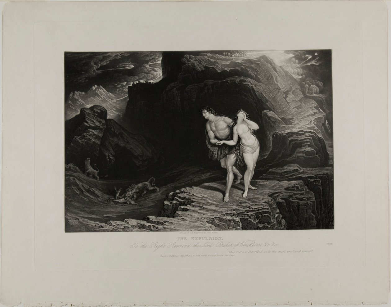 Utvisningen, från illustrationer av Bibeln av John Martin