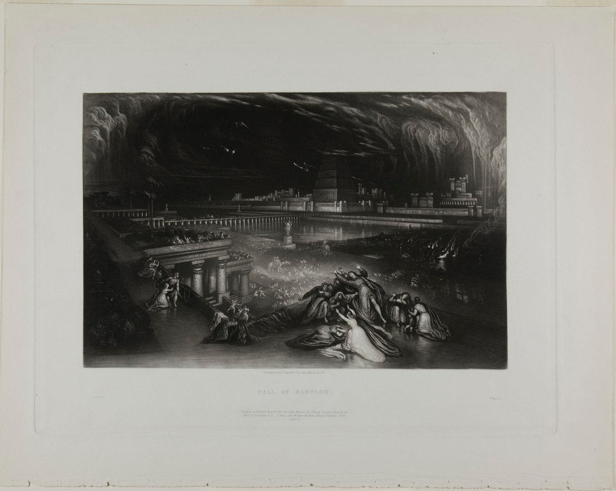 Babylons fall, från illustrationer av Bibeln av John Martin