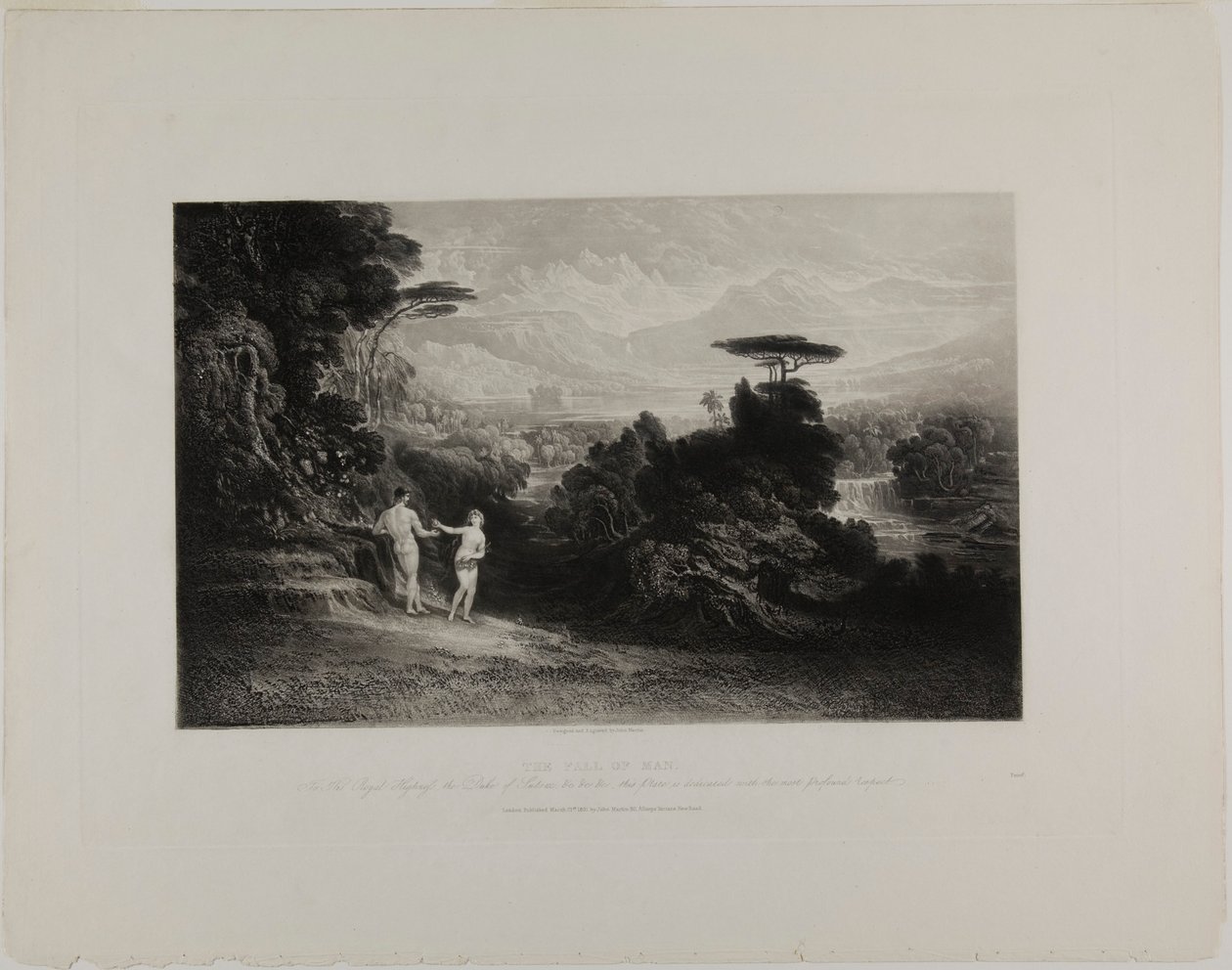 Människans fall, från illustrationer av Bibeln av John Martin