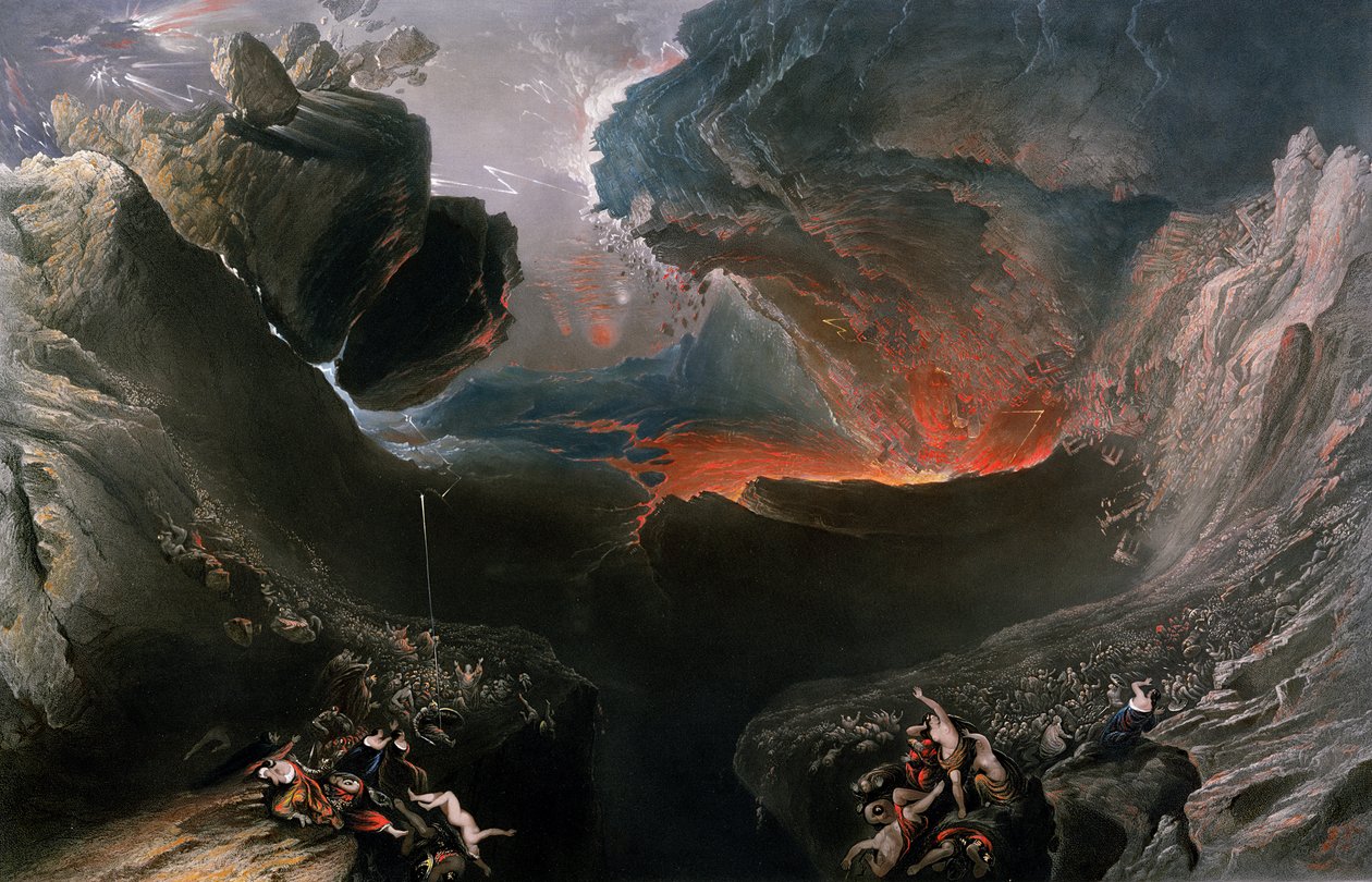 The Great Day of His Wrath, graverad av Charles Mottram (1807-76), publicerad av Thomas McLean, London 1857 (handfärgad gravyr) av John Martin