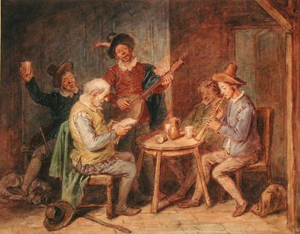 A Musical Party (akvarell på papper) av John Massey Wright