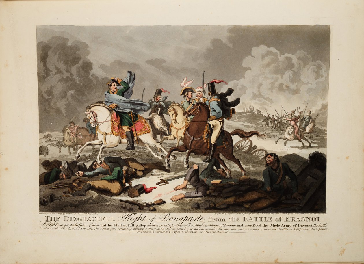 Bonapartes flykt från slaget vid Krasnoi, 1814 av John Massey Wright