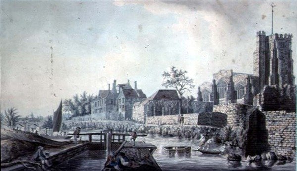 All Saints Church och Archbishops Palace, Maidstone av John Melchior Barralet