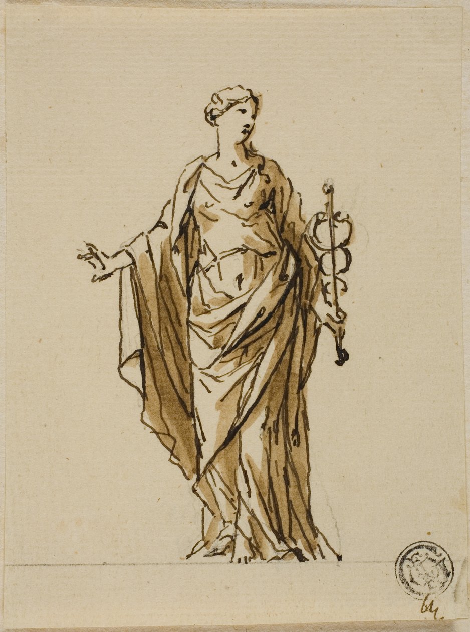 Stående allegorisk figur med Caduceus (fred?) av John Michael Rysbrack