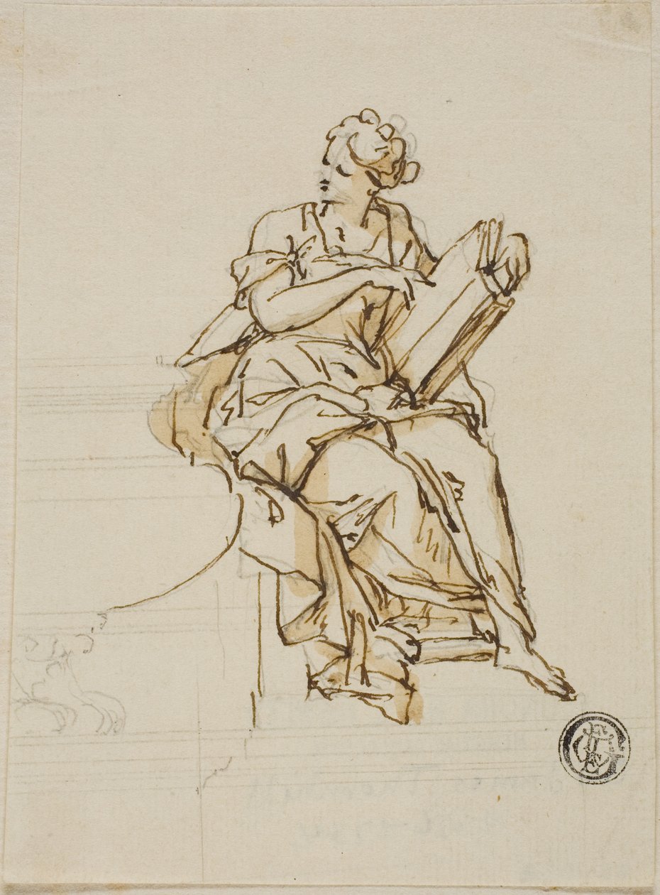Wisdom: Unexecuted Design for Monument to the First Duke of Marlborough av John Michael Rysbrack