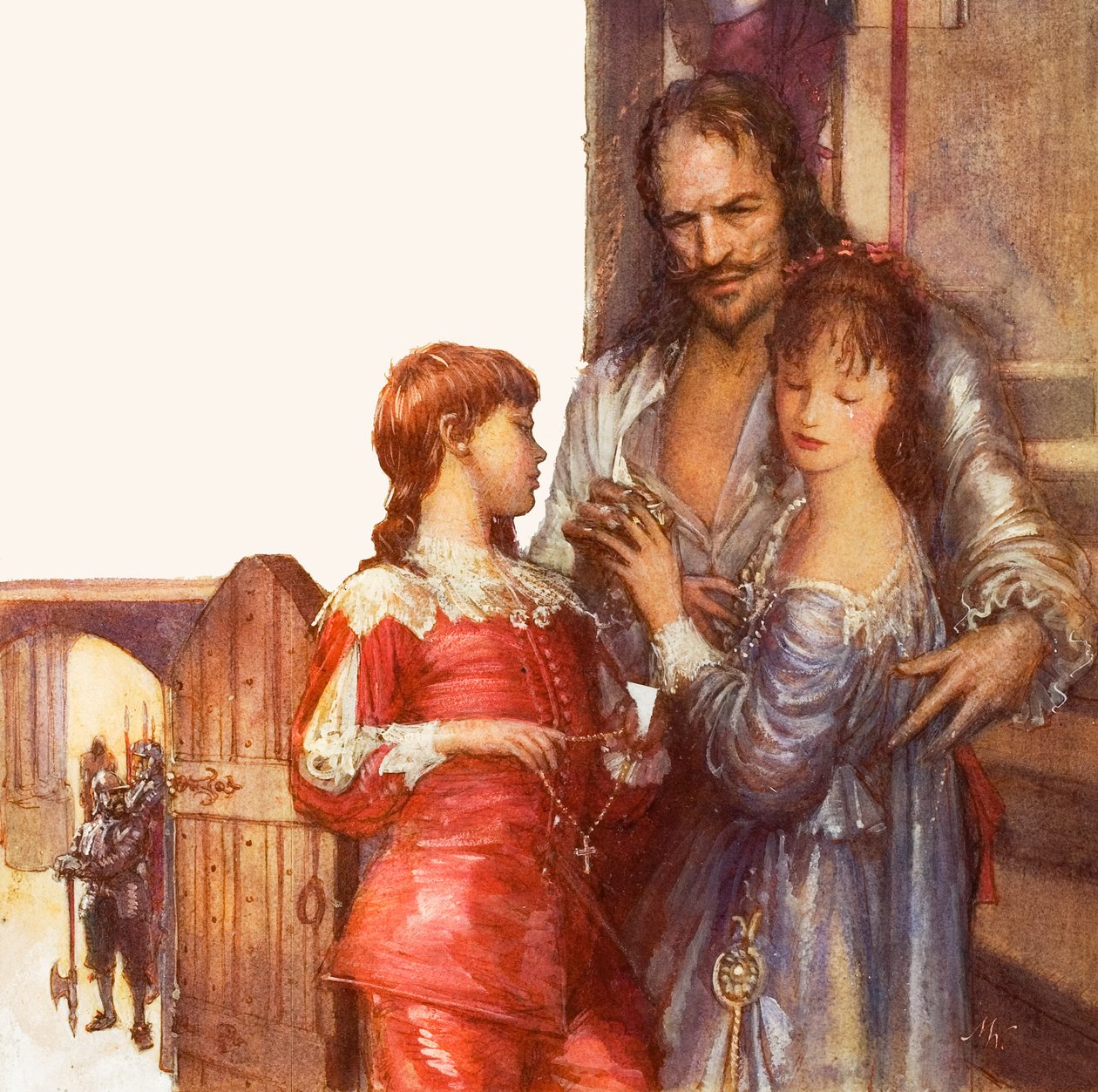 Karl I tar farväl av sina barn (gouache på papper) av John Millar Watt