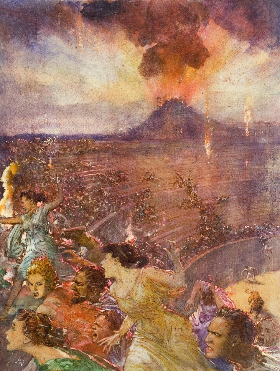 Vesuvius utbrott (gouache på papper) av John Millar Watt