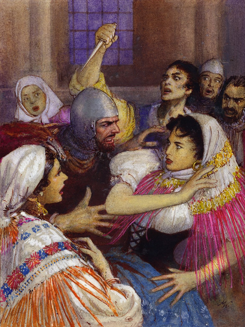 Massakern på den sicilianska vespern (gouache på papper) av John Millar Watt