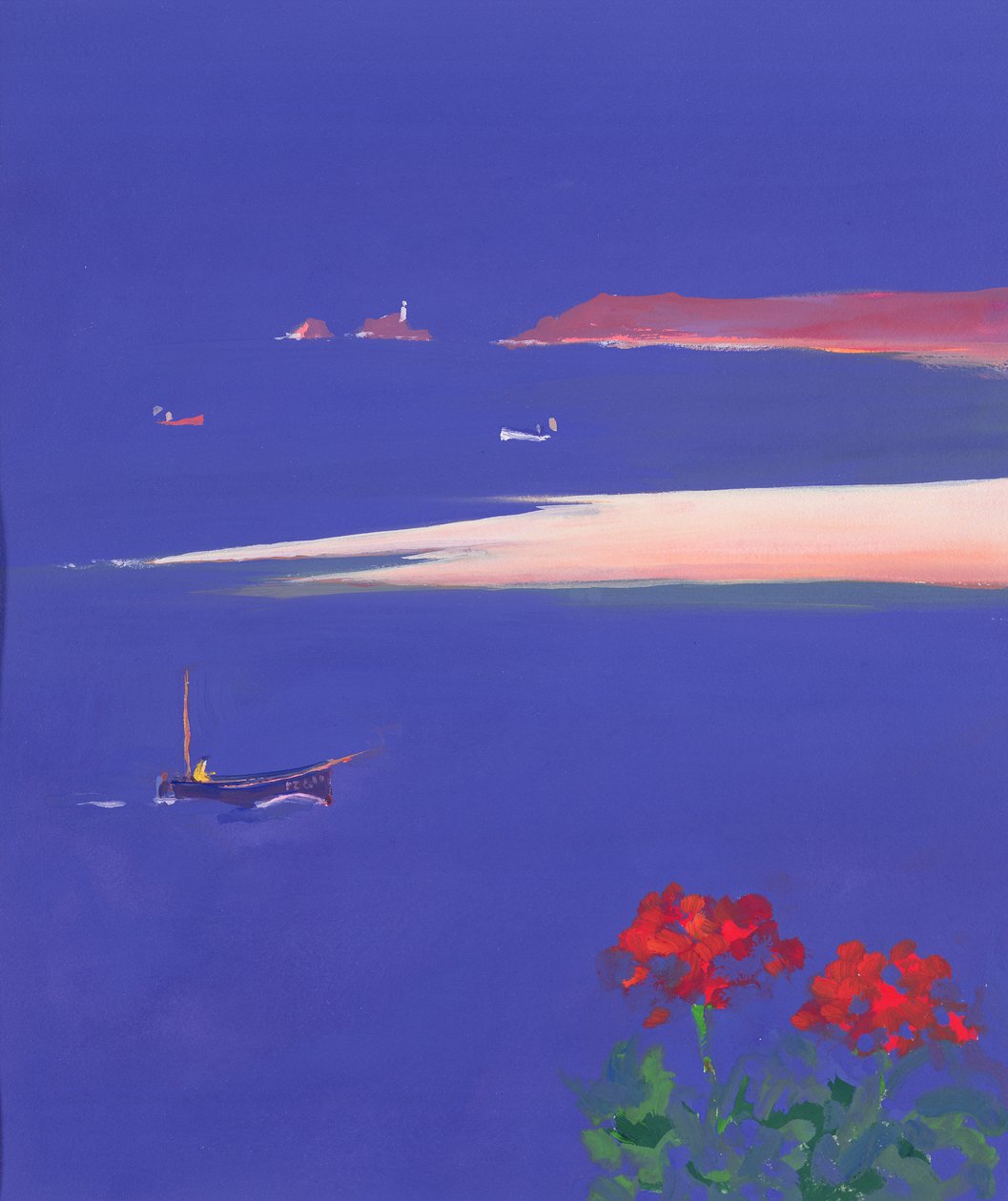 Godrevy och Blue Boat, 1999 av John Miller