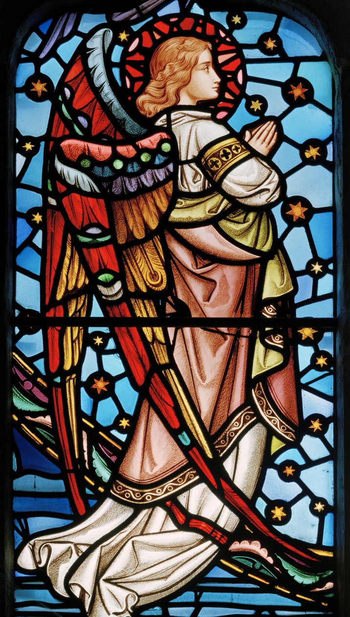 Cuxton, St Michael, East Window, Lavers & Barraud, John Millner Allen (1827-1902), Angel from Christ in Majesty with Saints, ca 1865 av John Millner Allen