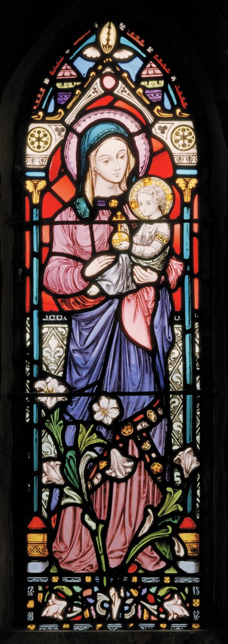 Dover, St Mary In Castro, Lavers & Barraud, John Millner Allen (1827-1902), Madonna & Child, 1861, anpassad från Gilbert Scott av John Millner Allen