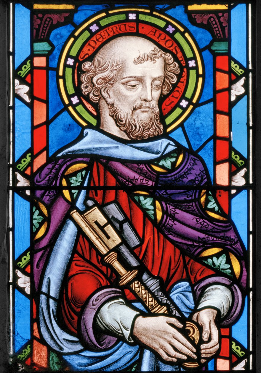 St Peter, detalj från The Crucifixion, 1861 (målat glas) av John Millner Allen