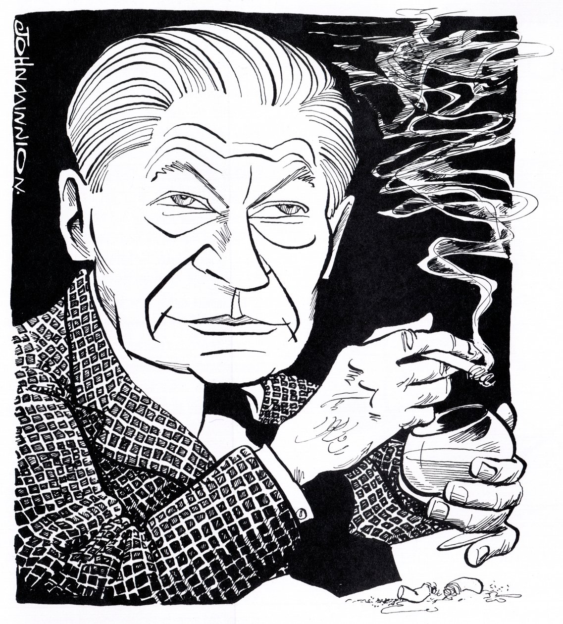 Arthur Koestler, karikatyr av John Minnion