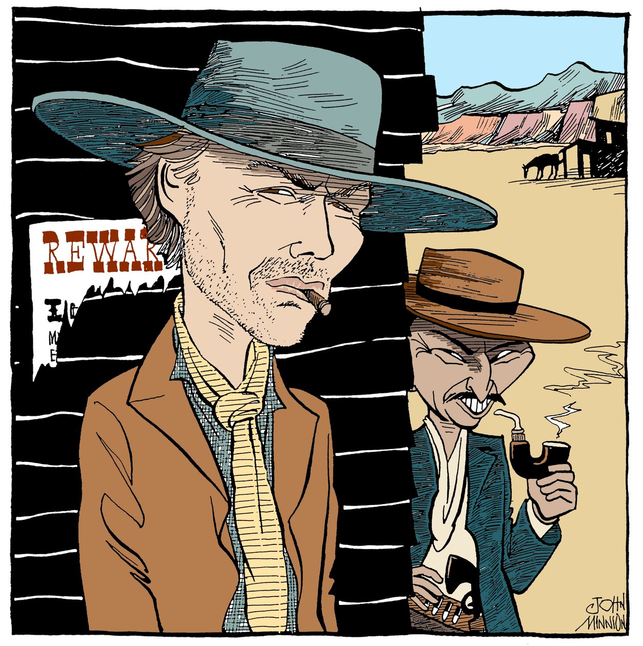 Clint Eastwood och Lee Van Cleef, karikatyr av John Minnion av John Minnion