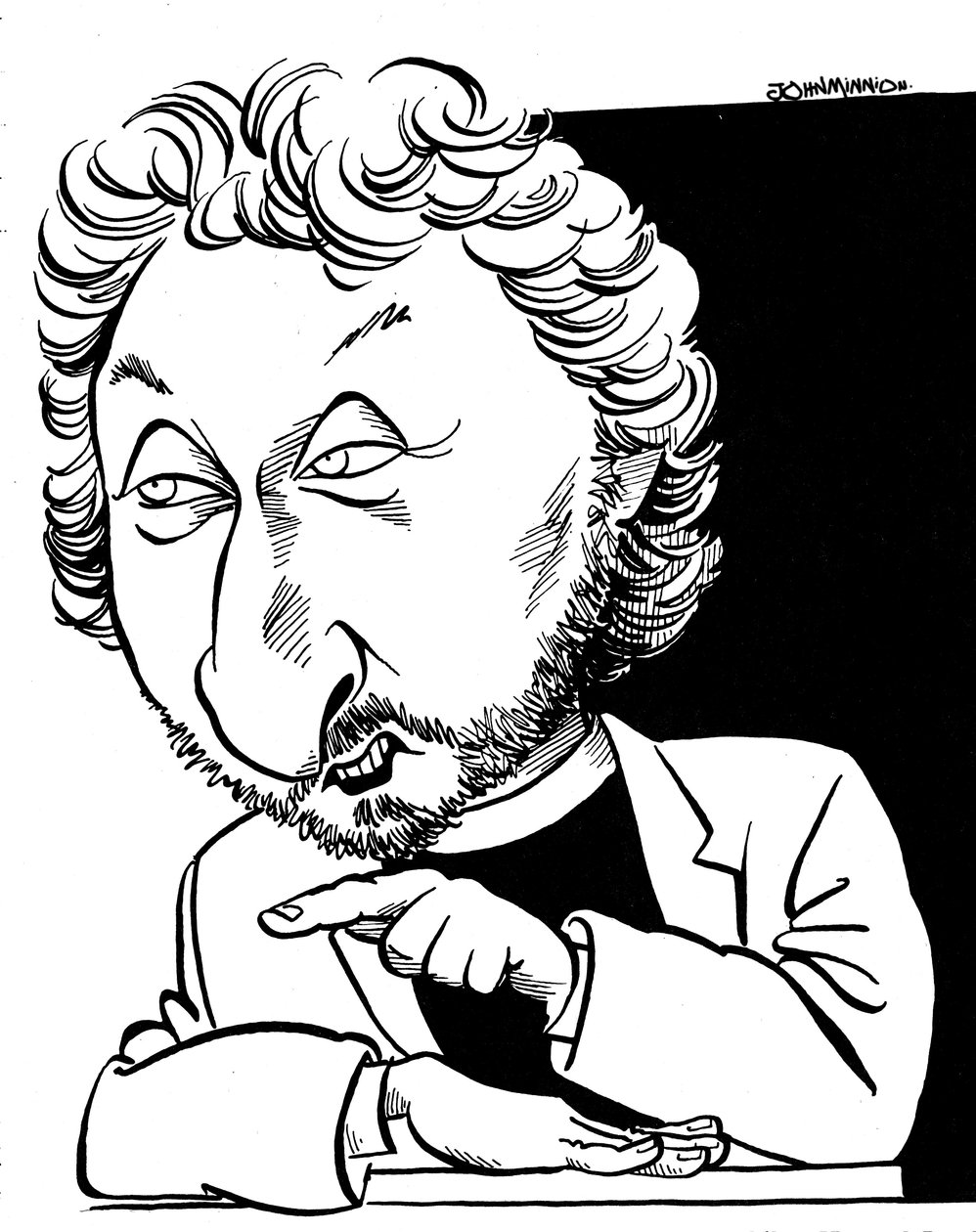Howard Jacobson karikatyr, brittisk författare av John Minnion