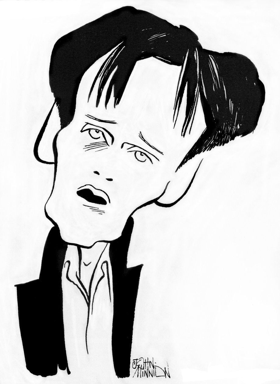 Ian Bostridge - karikatyr av den engelske operasångaren, b av John Minnion