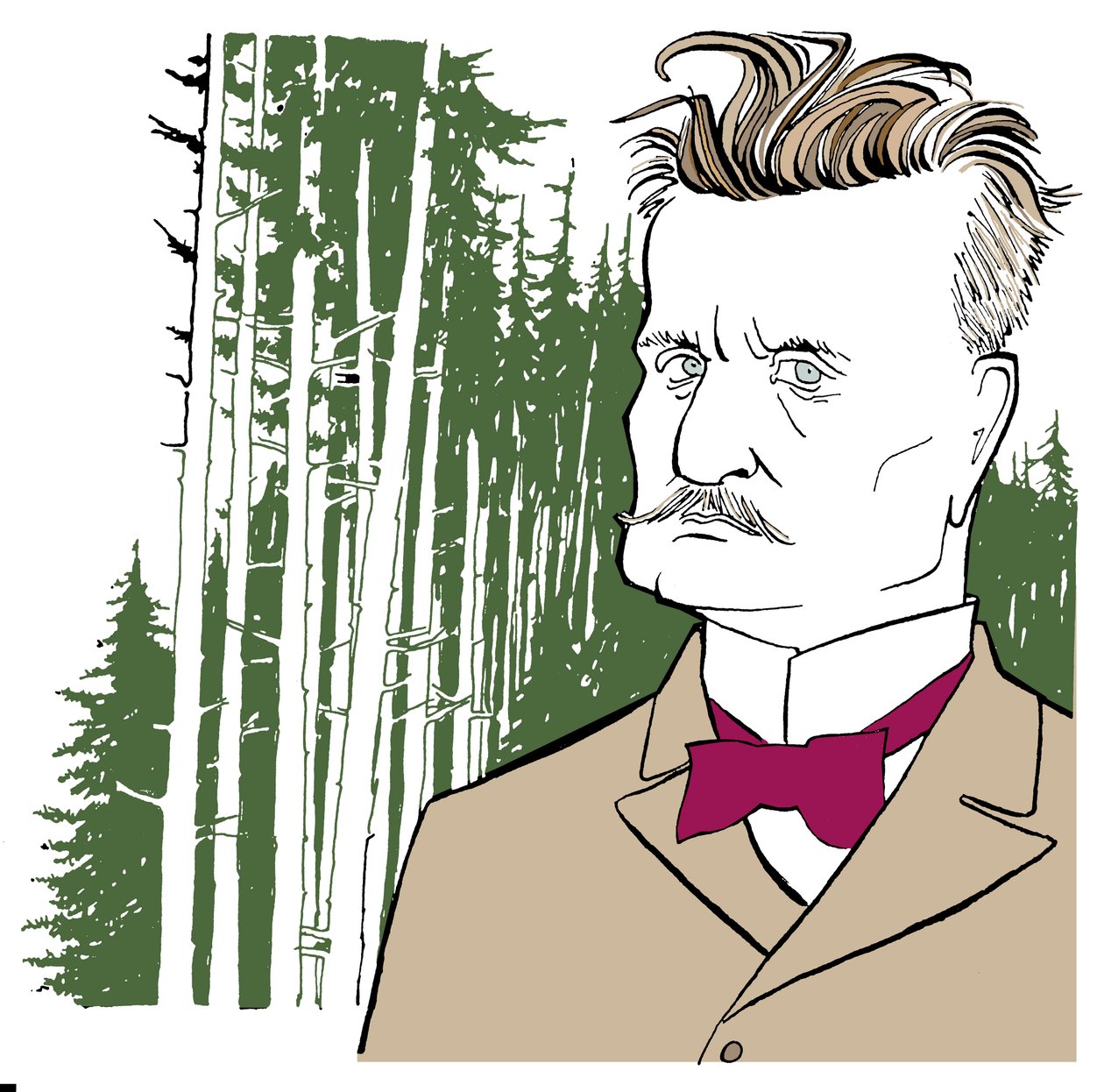 Jean Sibelius mot bakgrund av finska skogar av John Minnion