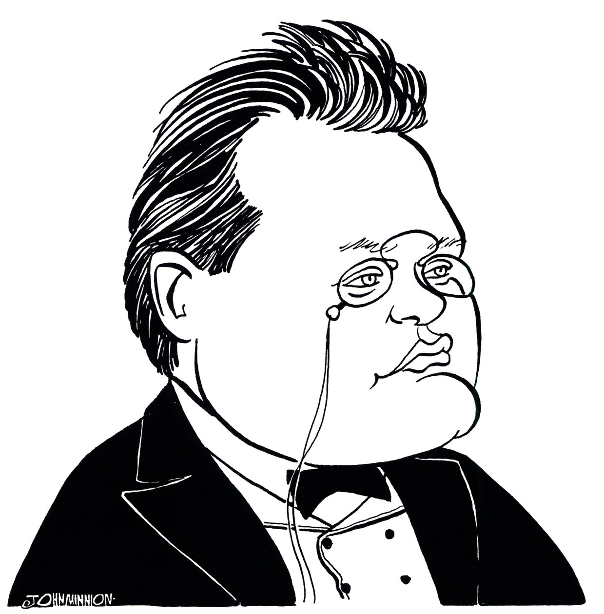 Max Reger - karikatyr av den tyske kompositören av John Minnion