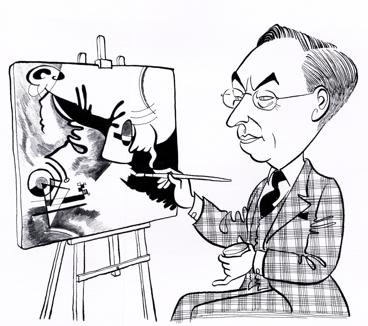 Vassily ( Wassily ) Kandinsky, karikatyr med staffli av John Minnion