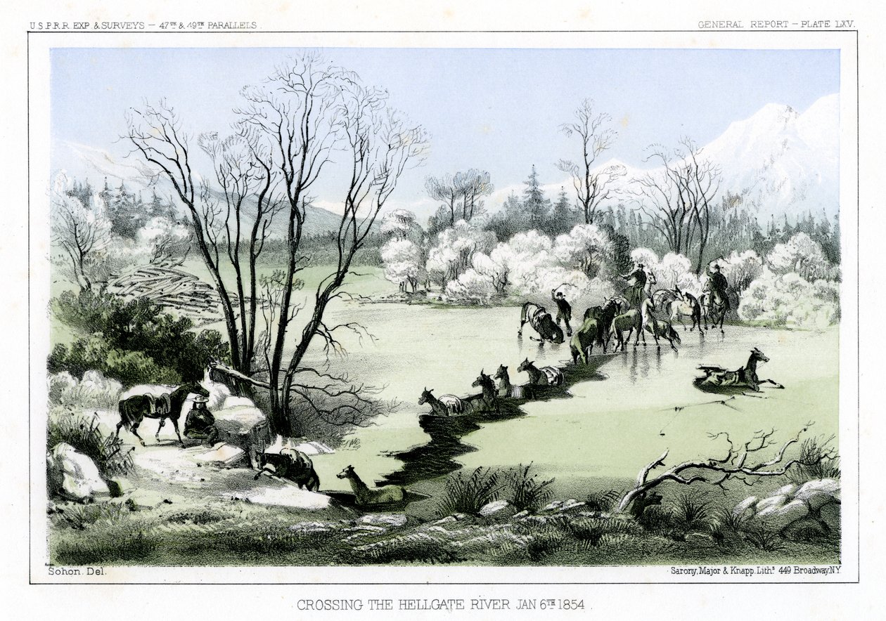Korsar floden Hellgate, 6 januari 1854 1856. av John Mix Stanley