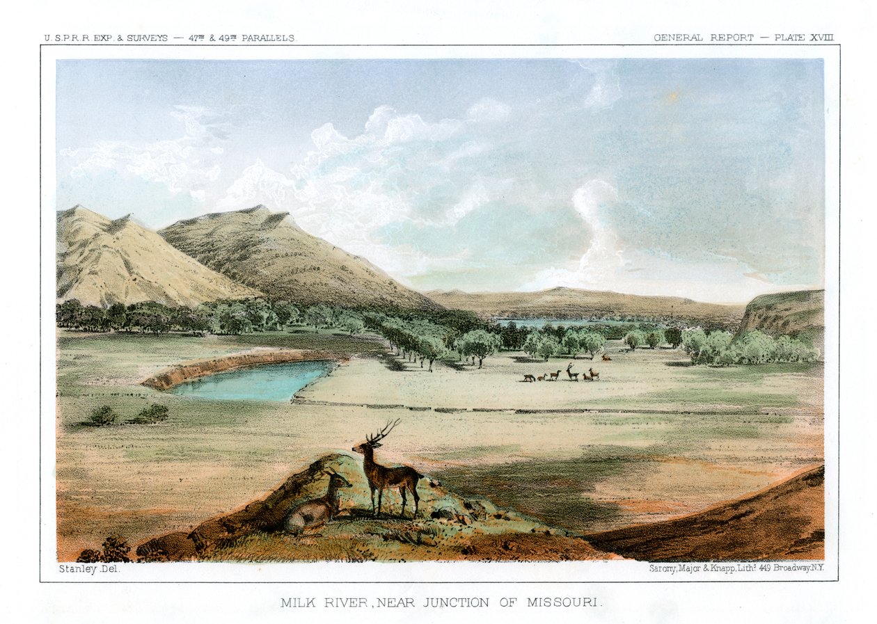 Milk River, nära Junction of Missouri, 1856. av John Mix Stanley