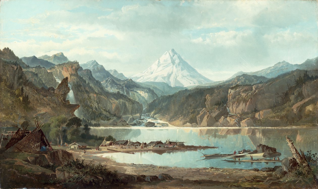 Bergslandskap med indianer, 1870-75 av John Mix Stanley