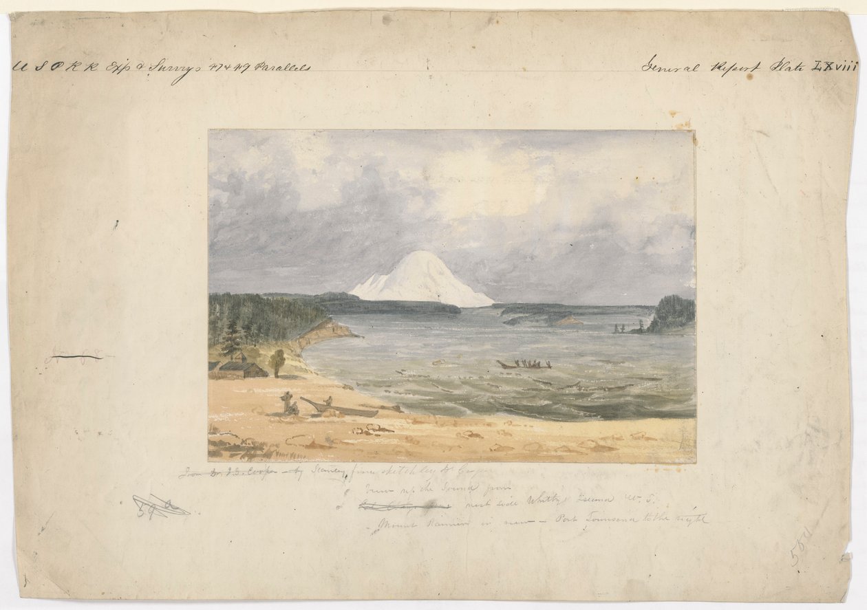 Puget Sound & Mount Rainier från Whitby av John Mix Stanley