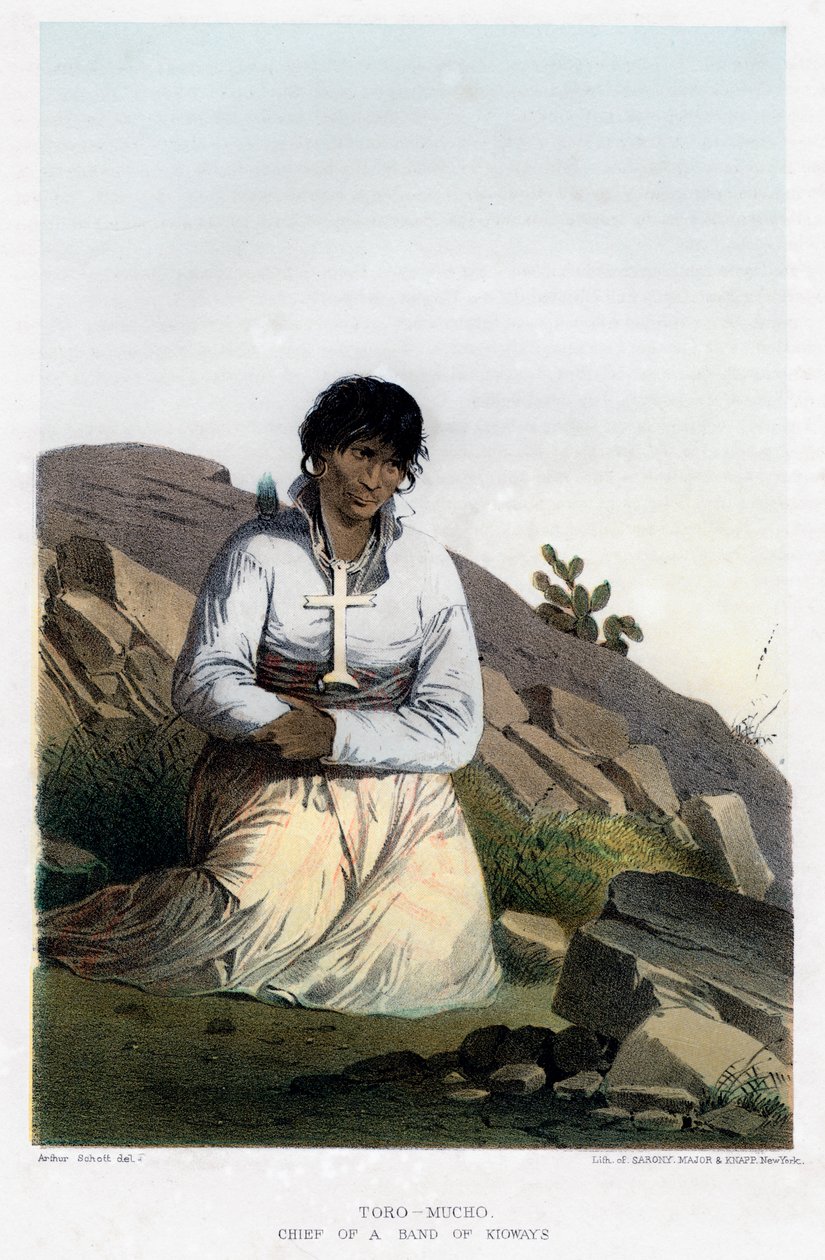 Toro-Mucho, chef för ett band av Kioways, 1856. av John Mix Stanley