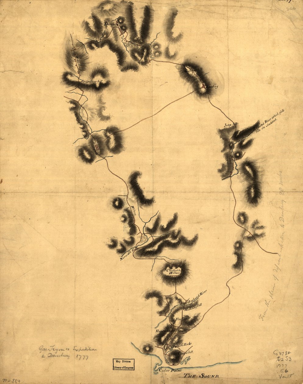 Guvernör Tryons expedition till Danbury, 1777. LOC gm71000884 av John Montresor