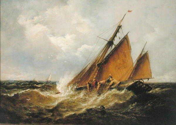 Hauling in the Nets (olja på duk) av John Moore