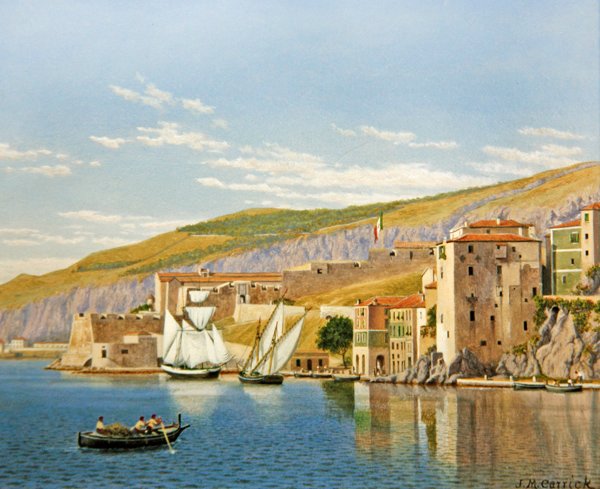 Utsikt över Villefranche-sur-Mer, Frankrike (olja ombord) av John Mulcaster Carrick