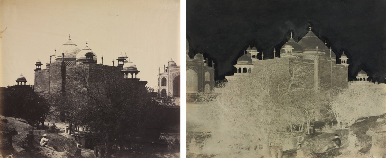 Taj Mahal, Vy bakifrån av rasthuset, med figur av John Murray