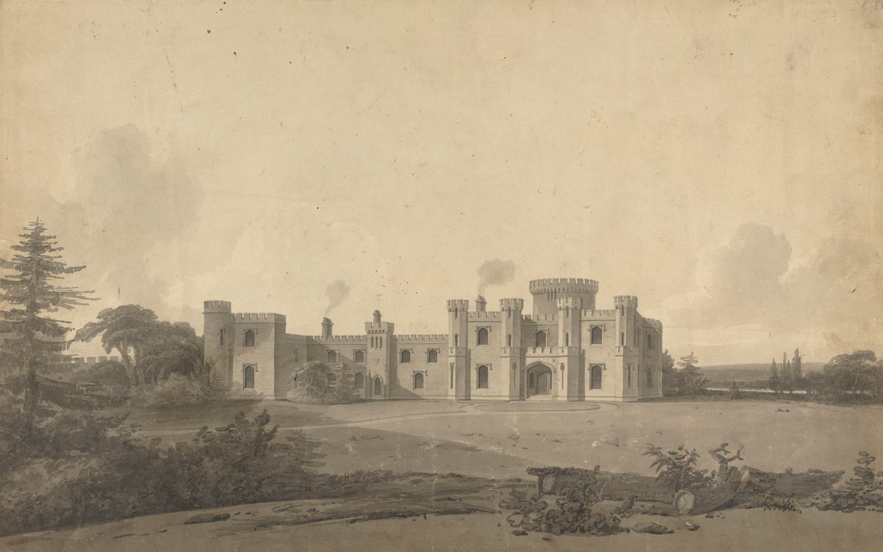 Design för Knepp Castle, Sussex: Perspective av John Nash
