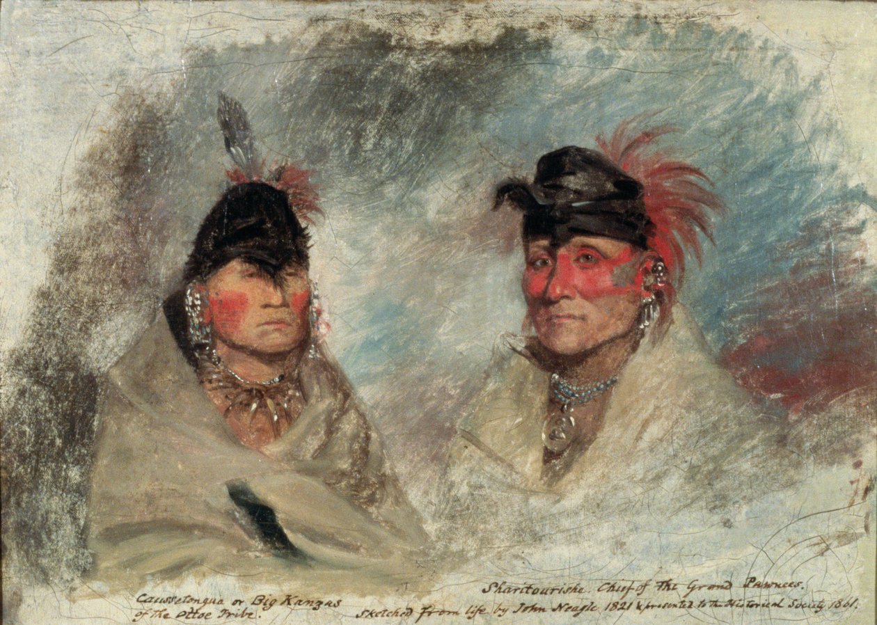 Big Kansas, eller Caussetongua, och Sharitarishe, chef för Grand Pawnees, 1821 av John Neagle
