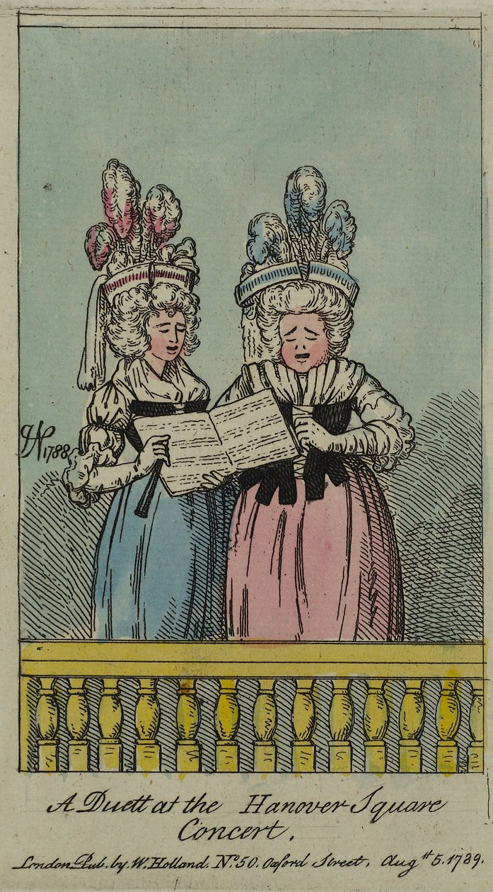 En duett på Hannover Square Concert, 1788 (etsning och wc) av John Nixon