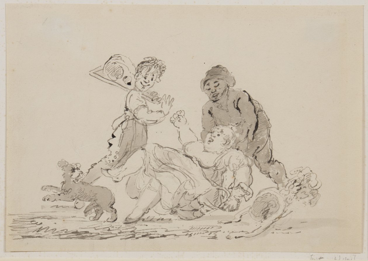 A Street Accident, 1804 (penna, pensel och bläck på papper) av John Nixon