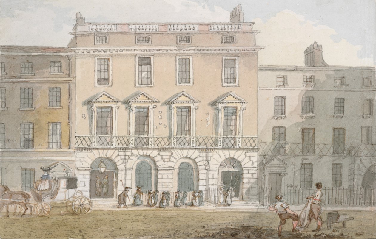 Freemasons Hall and Tavern, Great Queen Street, ca 1800 (wc på papper) av John Nixon