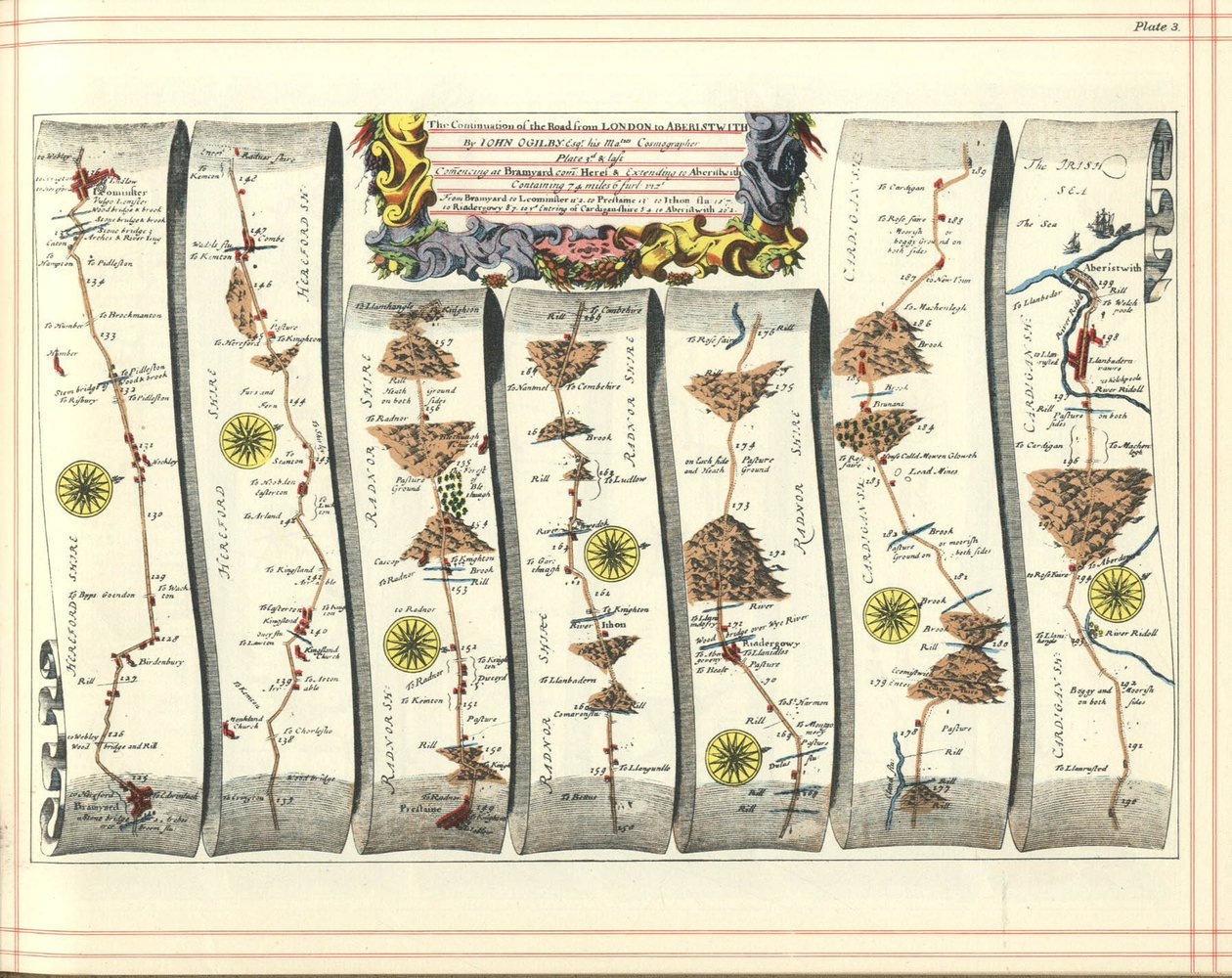 Britannia Atlas: The Continuation of the Road from London to Aberystwyth, 1675 av John Ogilby