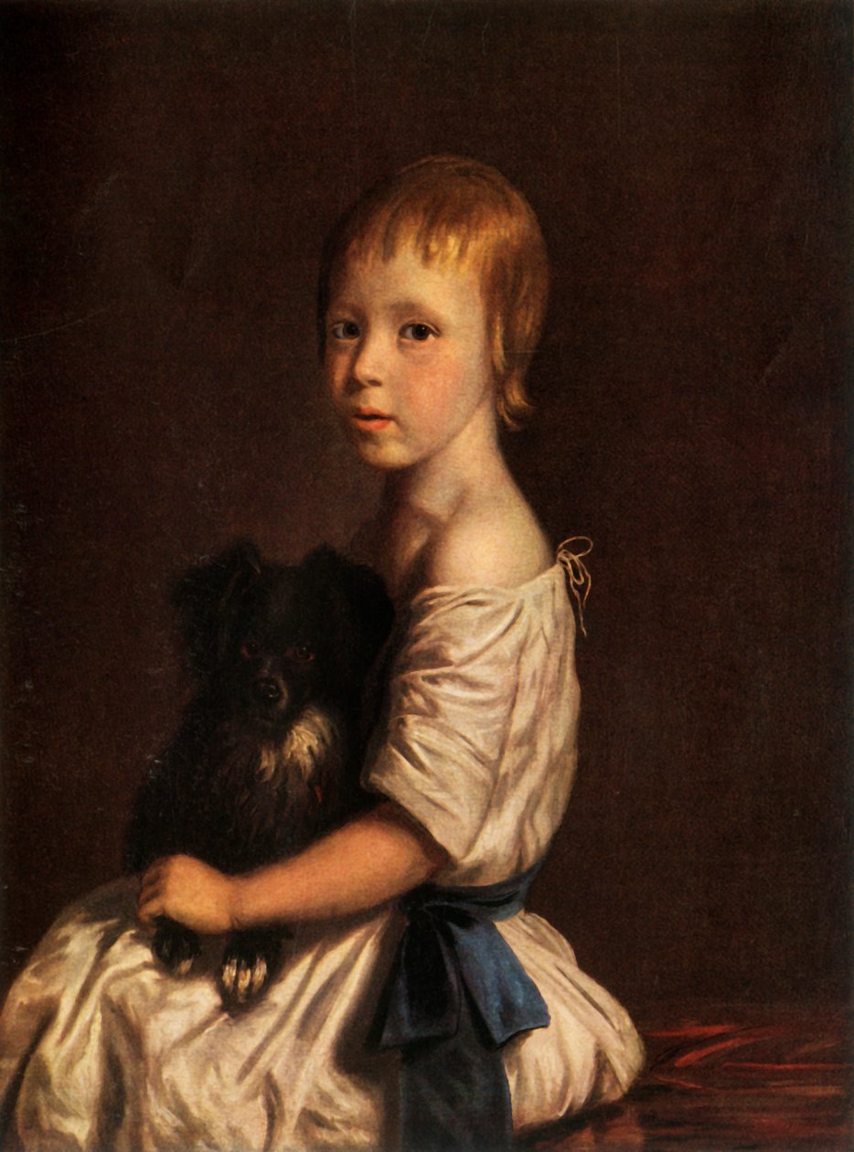 Pastor George Scobell, D.D. as a Child, Holding His Dog Fop, c1780, 1934. av John Opie