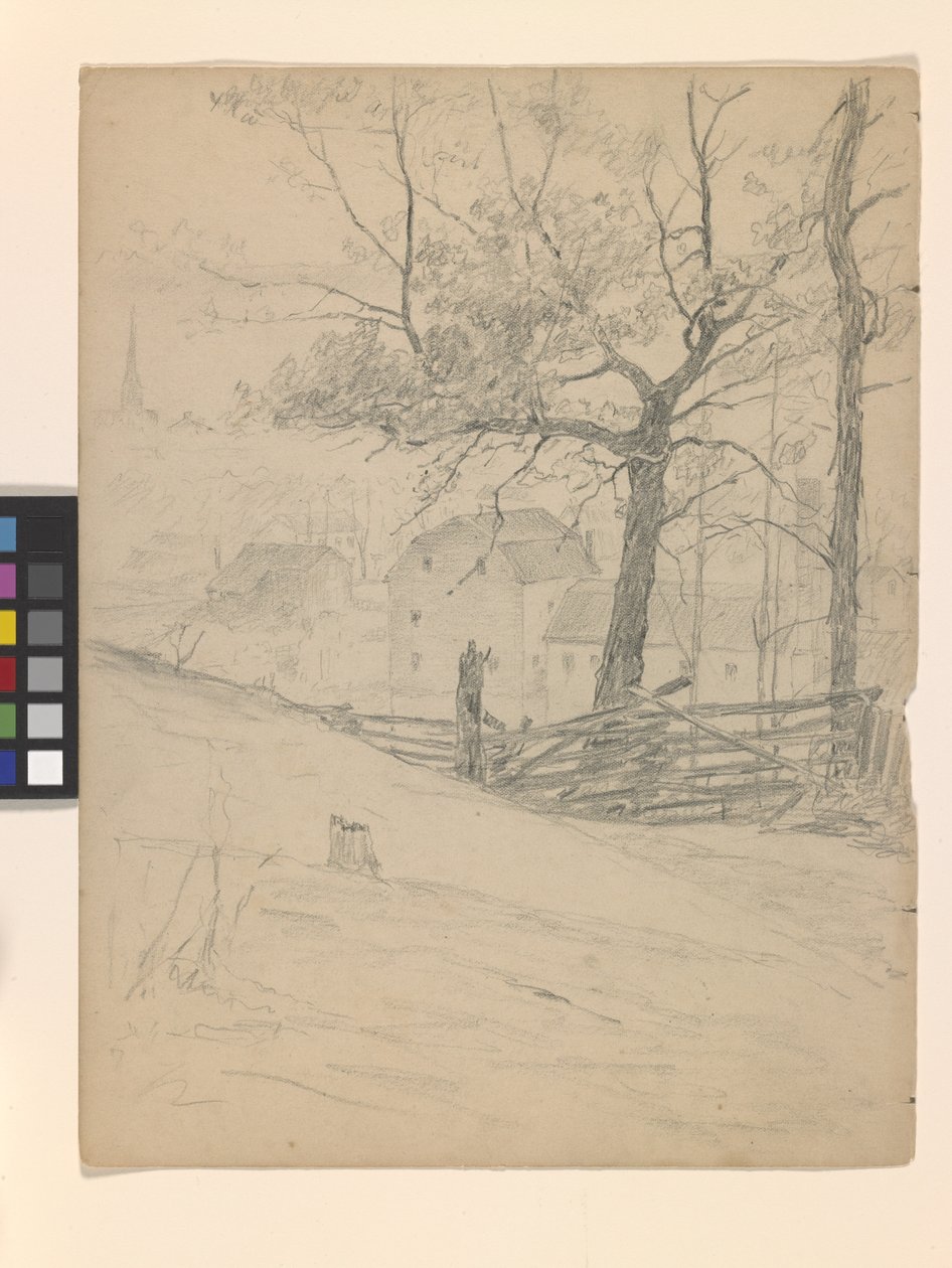 Study For The Old Mills At Brookville (penna på off-white papper) av John Otis Adams