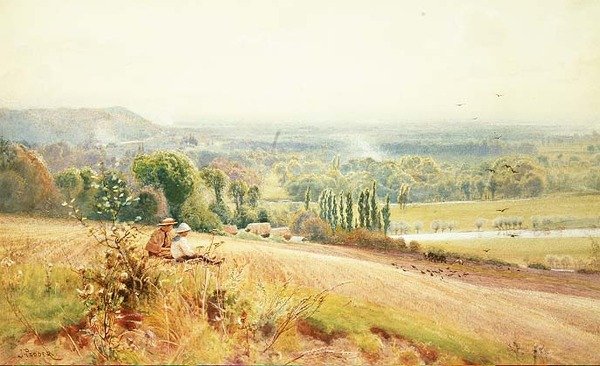 Utsikt från Hedsor Hill på Themsen nära Cookham av John Pedder