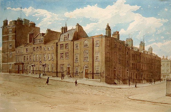 Utsikt över Old Cobham Row och en del av Cold Bath Square, Finsbury av John Phillipp Emslie