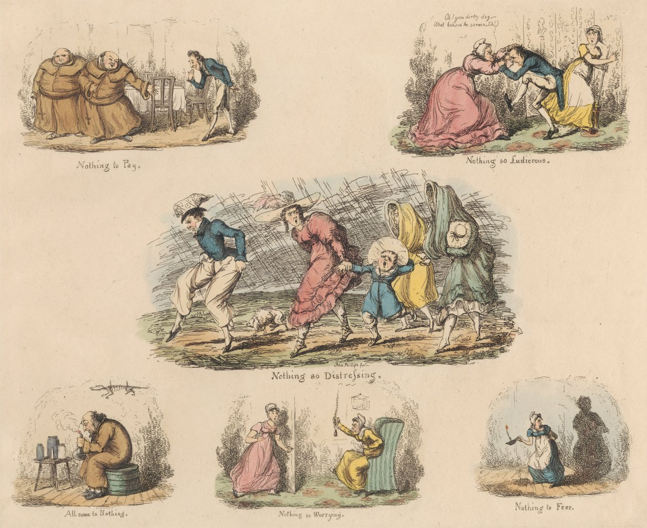 Uppsättning av fyra: mycket väsen om ingenting eller illustrationer av ordspråk av John Phillips