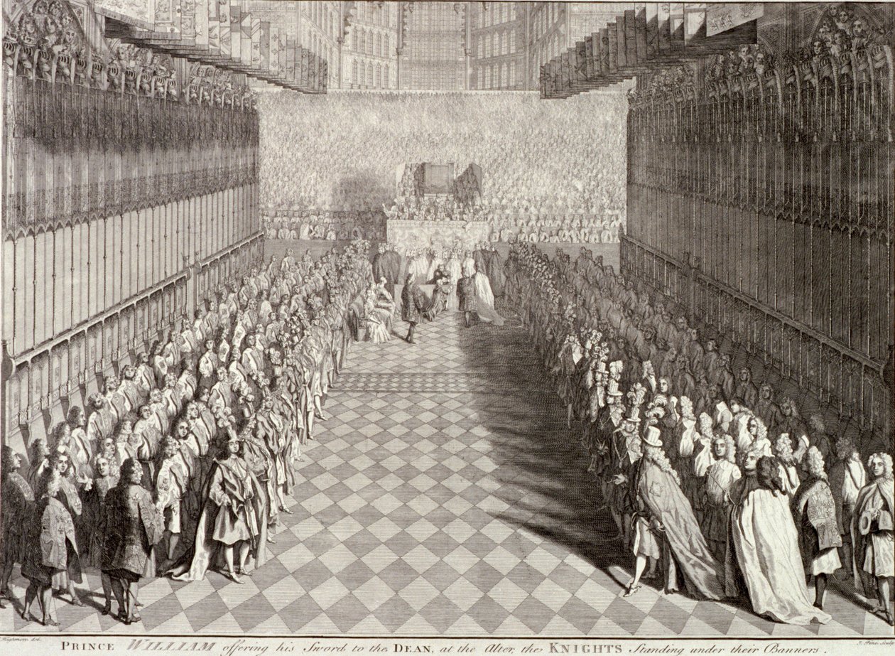 Vilhelm III:s kröning i Westminster Abbey, London, 1689, c1689 av John Pine