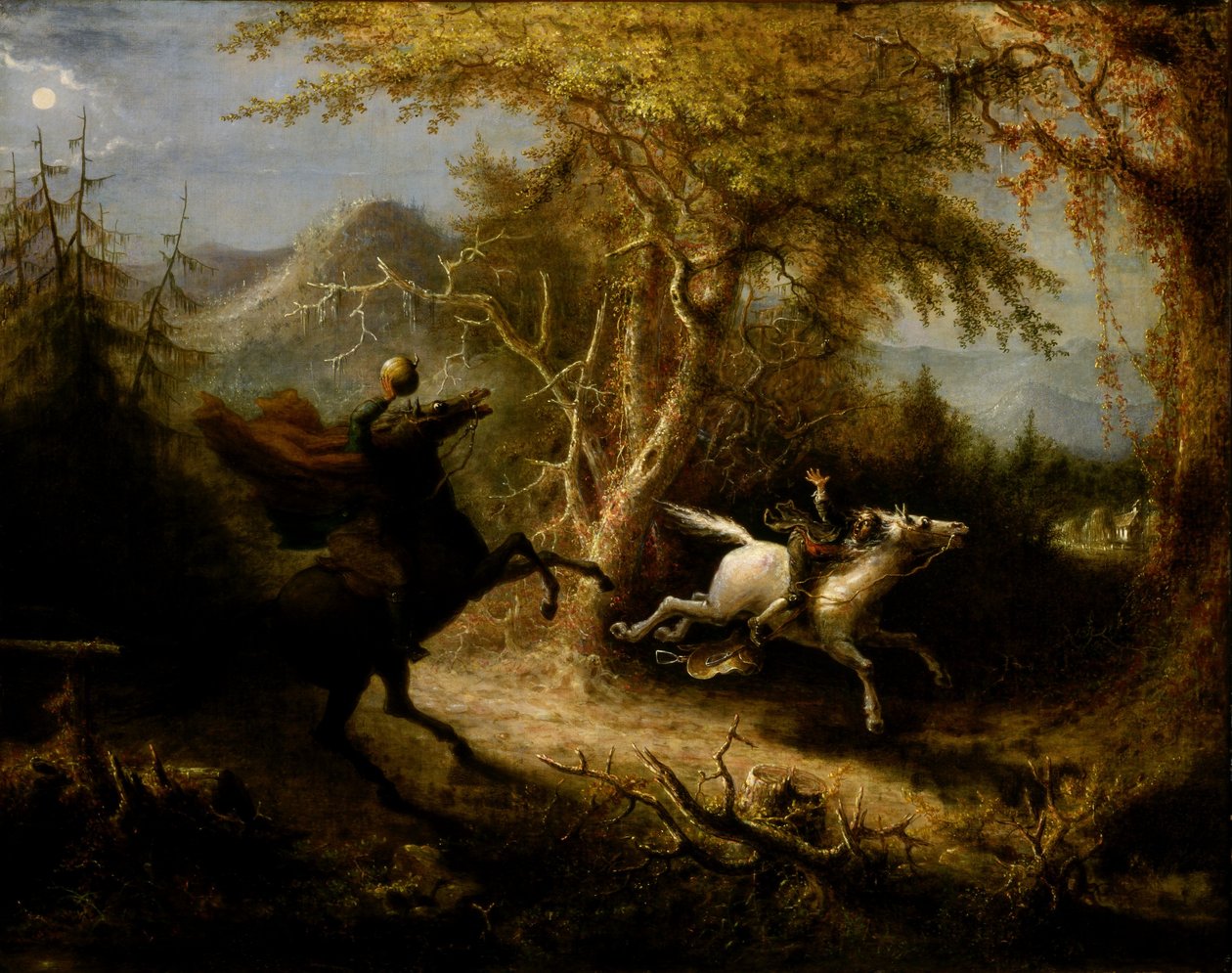Den huvudlöse ryttaren förföljer Ichabod Crane av John Quidor