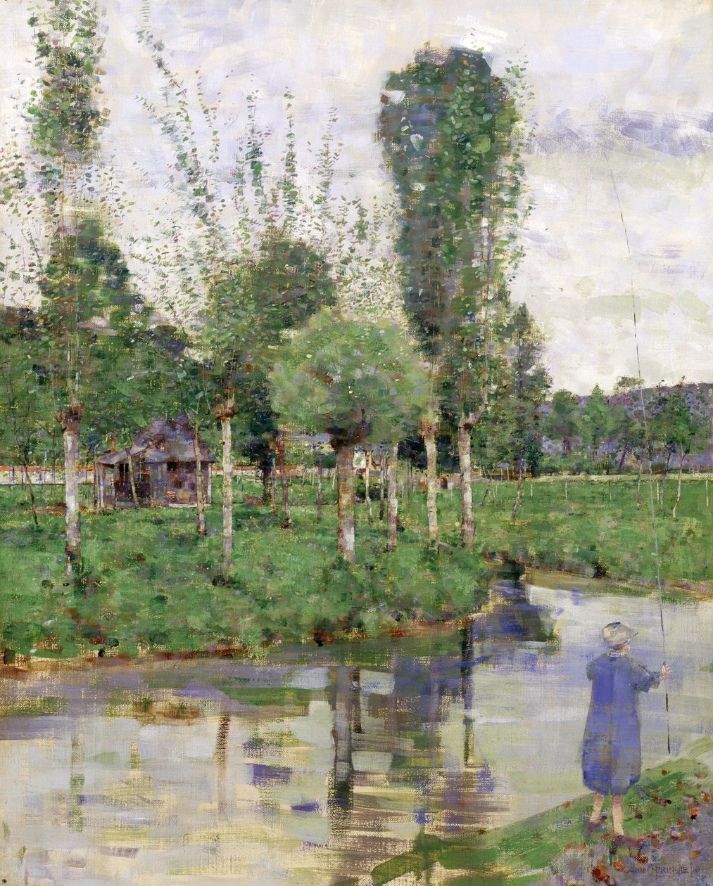 On the River, Sainte-Gertrude, Caudebec, Normandie (olja på duk) av John Quinton Pringle