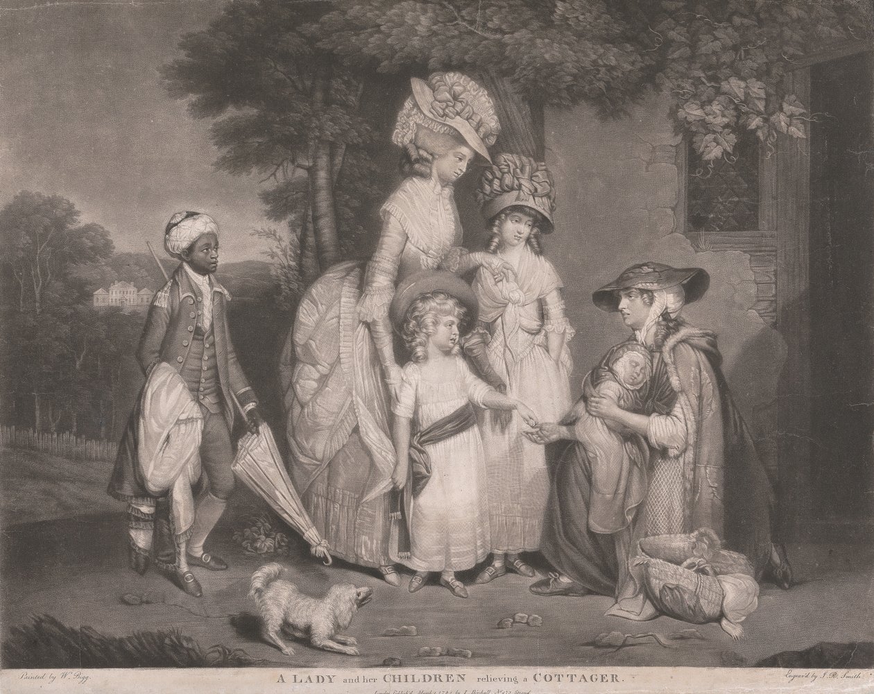 En dam och hennes barn hjälper en bykvinna av John Raphael Smith