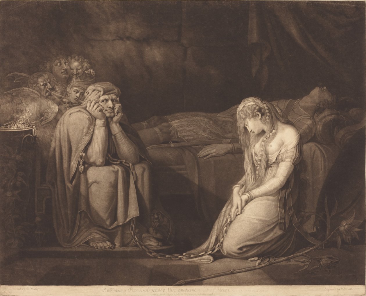 Belisane och Parcival under Urmas förtrollning, 1782. av John Raphael Smith